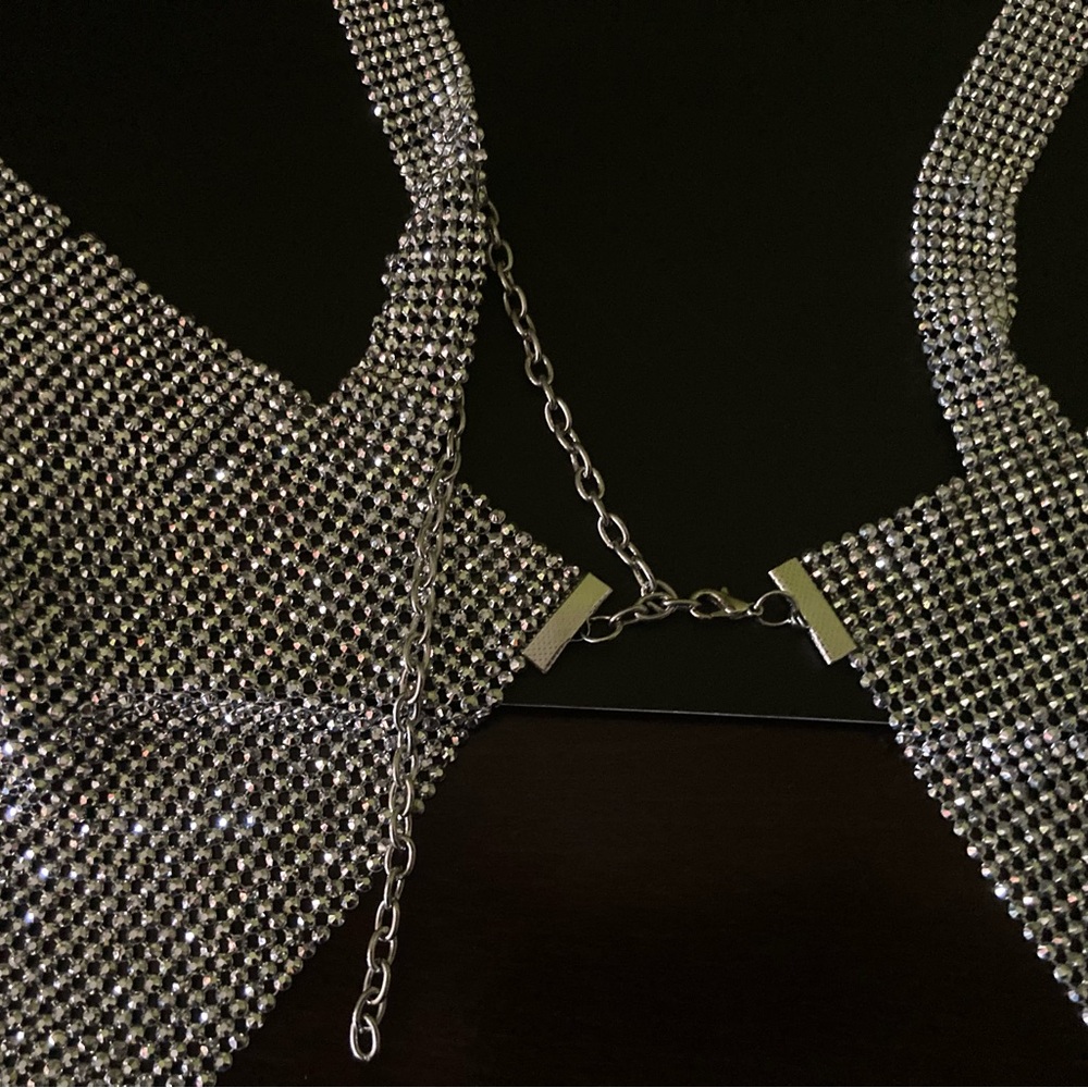 Silver Rhinestone Mesh Top - Picture 4 of 4